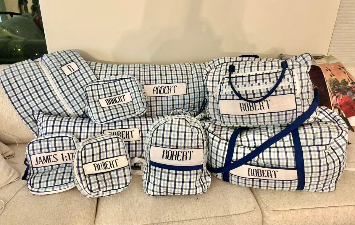 PO28: Navy & Blue Plaid Luggage (ETA: DECEMBER)